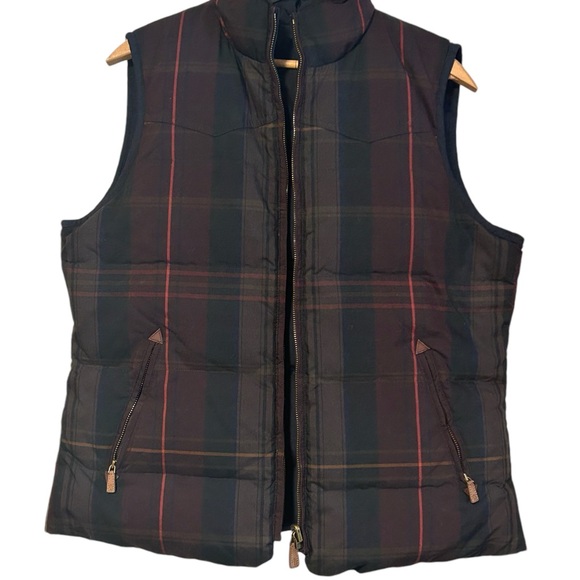Lauren Ralph Lauren Down Feather Reversible Navy Plaid Vest Size Large - Picture 4 of 5